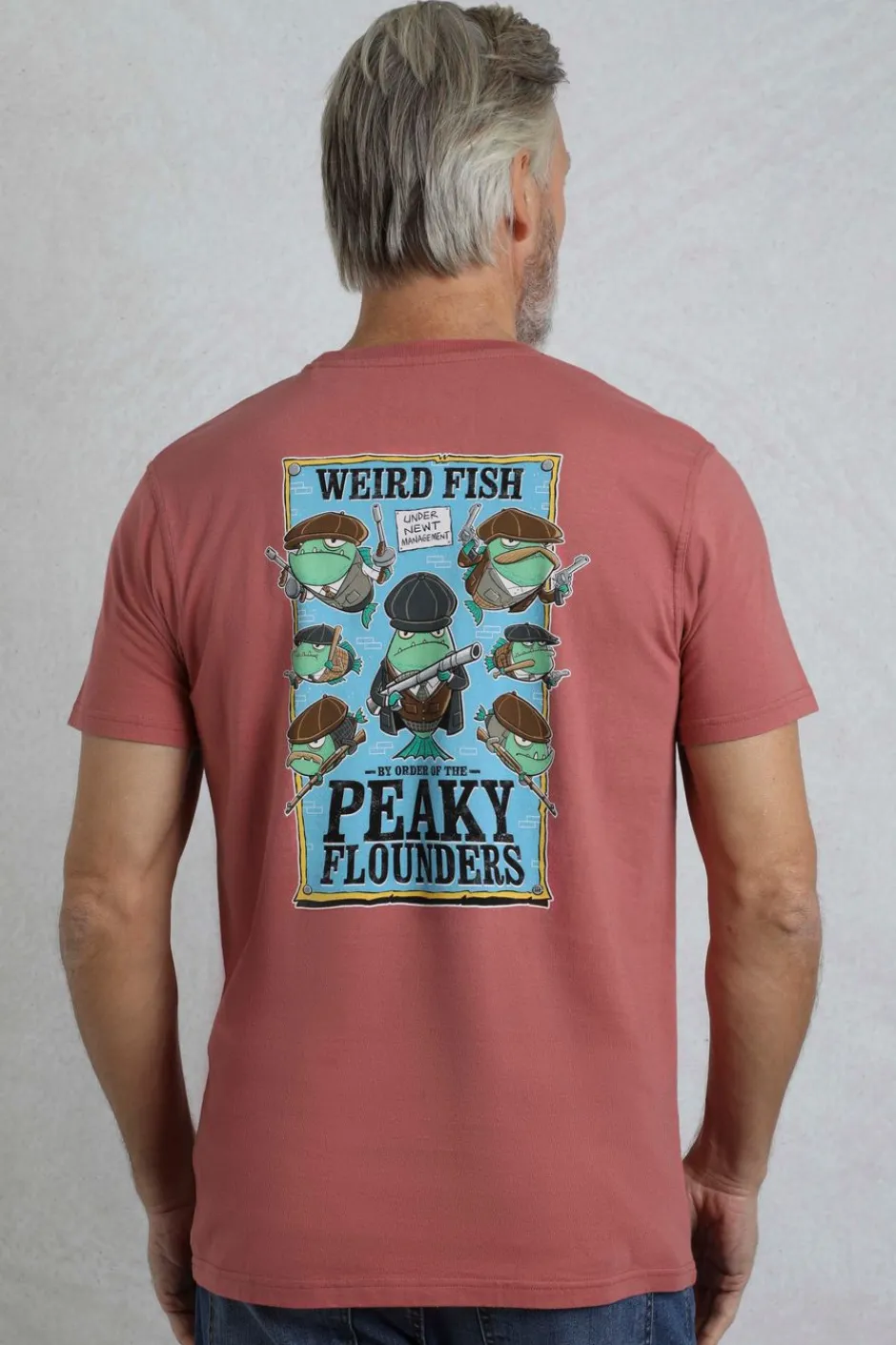 Weird Fish T-Shirts|Peaky Flounders Back Print Artist T-Shirt Rosewood