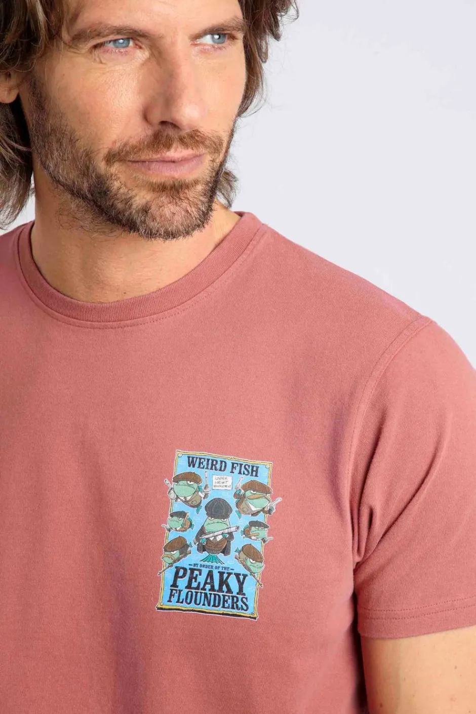 Weird Fish T-Shirts|Peaky Flounders Back Print Artist T-Shirt Rosewood