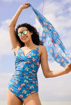 Weird Fish Swimwear & Changing Robes|Swimwear|Penelope Eco Printed Swimsuit Blue