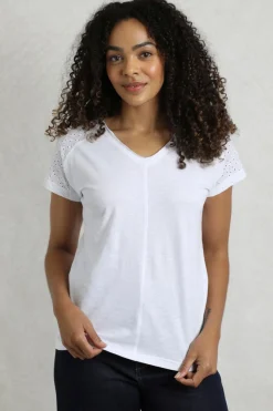 Weird Fish Tunics|Tops & T-Shirts|Pernille Organic Cotton Cutaway T-Shirt White