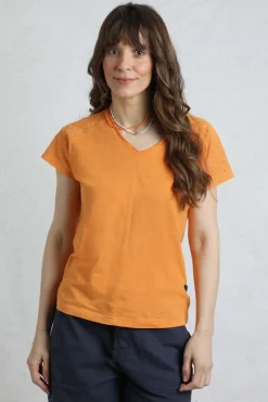 Weird Fish Tunics|Tops & T-Shirts|Pernille Organic Cotton Cutaway T-Shirt Orange