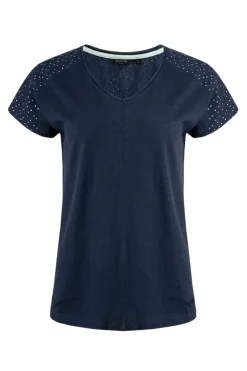Weird Fish Tunics|Tops & T-Shirts|Pernille Organic Cotton Cutaway T-Shirt Navy