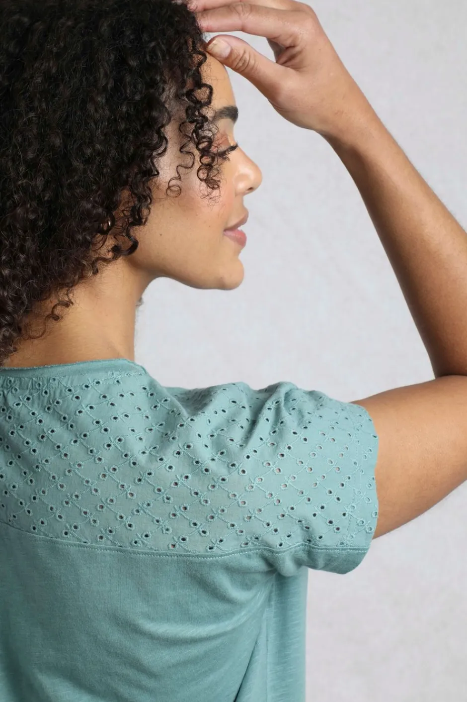 Weird Fish Tunics|Tops & T-Shirts|Pernille Organic Cotton Cutaway T-Shirt Mineral Blue