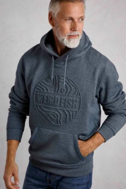 Weird Fish Sweatshirts & Hoodies|Perranporth Embossed Grindle Hoodie Navy