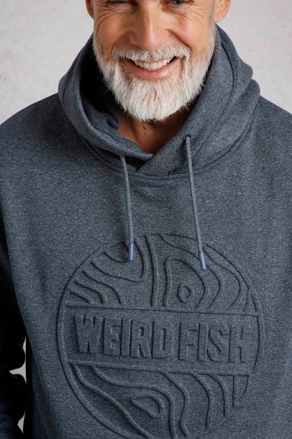 Weird Fish Sweatshirts & Hoodies|Perranporth Embossed Grindle Hoodie Navy