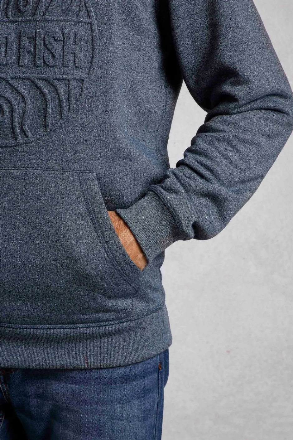 Weird Fish Sweatshirts & Hoodies|Perranporth Embossed Grindle Hoodie Navy
