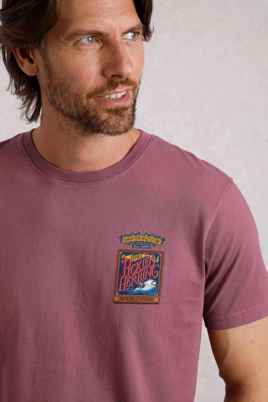 Weird Fish T-Shirts|Pickled Back Print Artist T-Shirt Crushed Berry