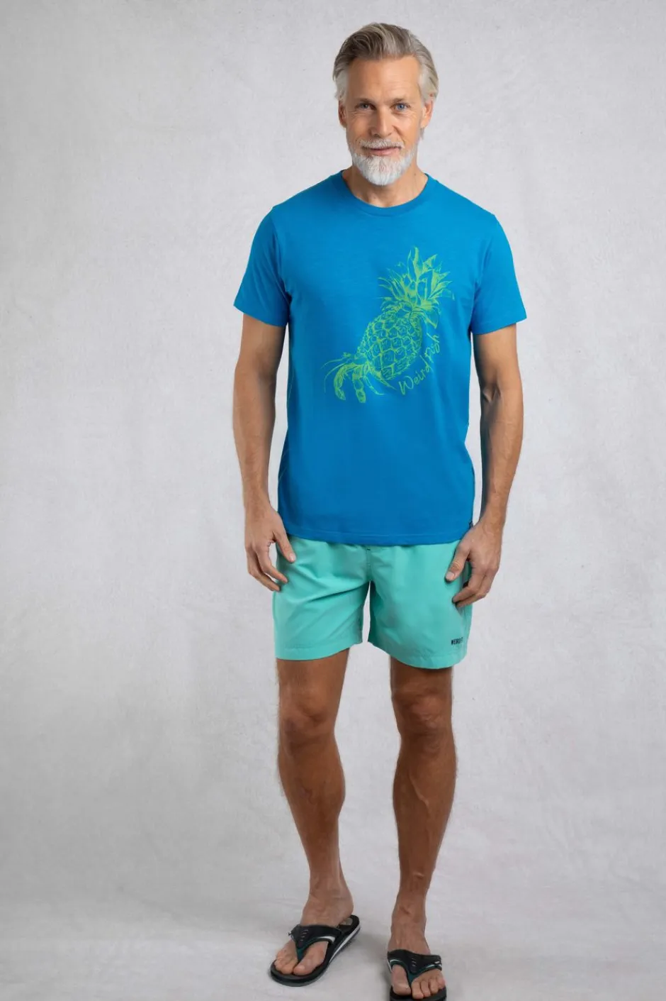 Weird Fish T-Shirts|Pineapple Express Organic Cotton Front Print T-Shirt Lagoon Blue