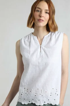 Weird Fish Tunics|Tops & T-Shirts|Poppy Scalloped Hem Blouse White
