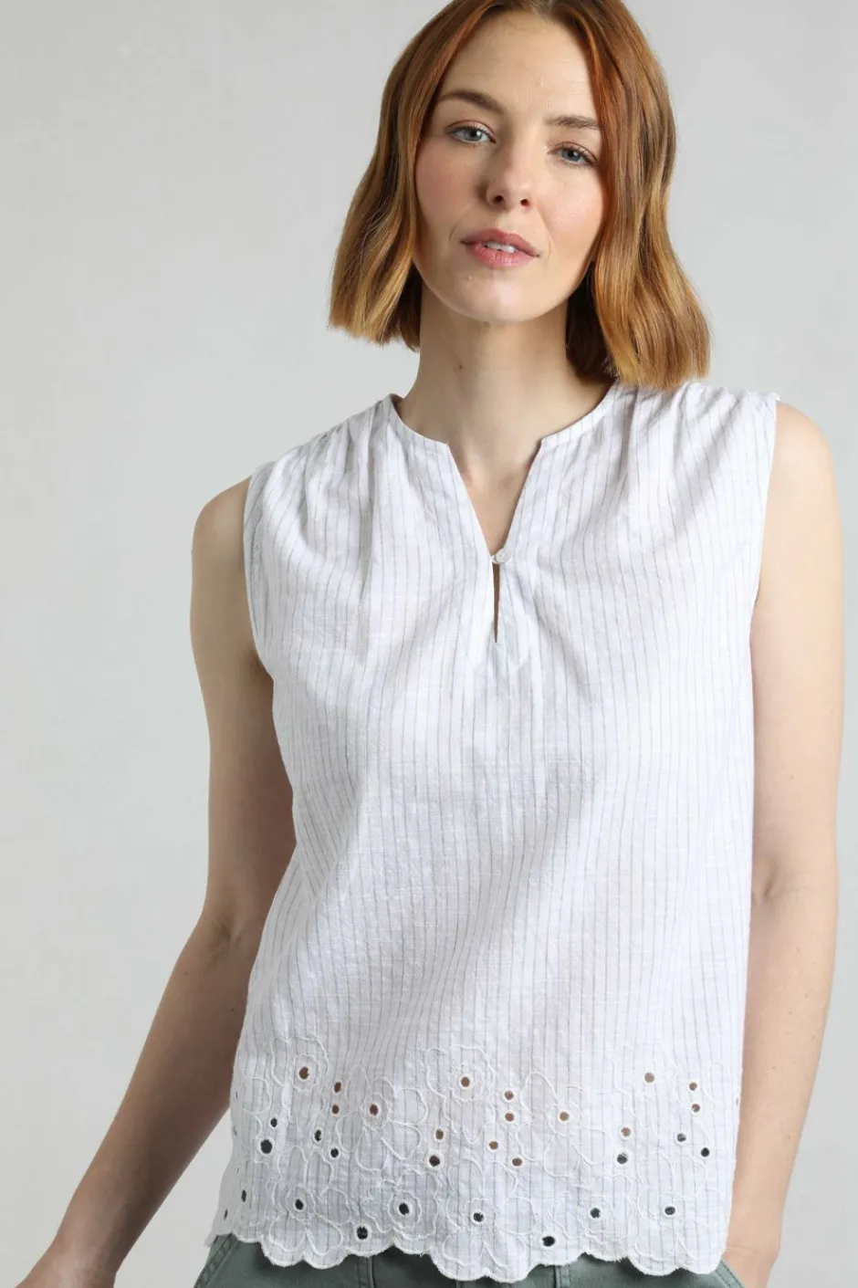 Weird Fish Tunics|Tops & T-Shirts|Poppy Scalloped Hem Blouse White