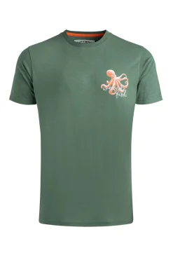 Weird Fish T-Shirts|Porter Organic Cotton Chest Print T-Shirt Army Green