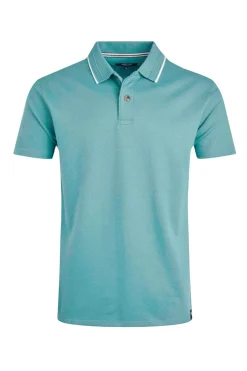 Weird Fish Polo & Rugby Shirts|Powell Organic Cotton Textured Jersey Polo Shirt Mineral Blue