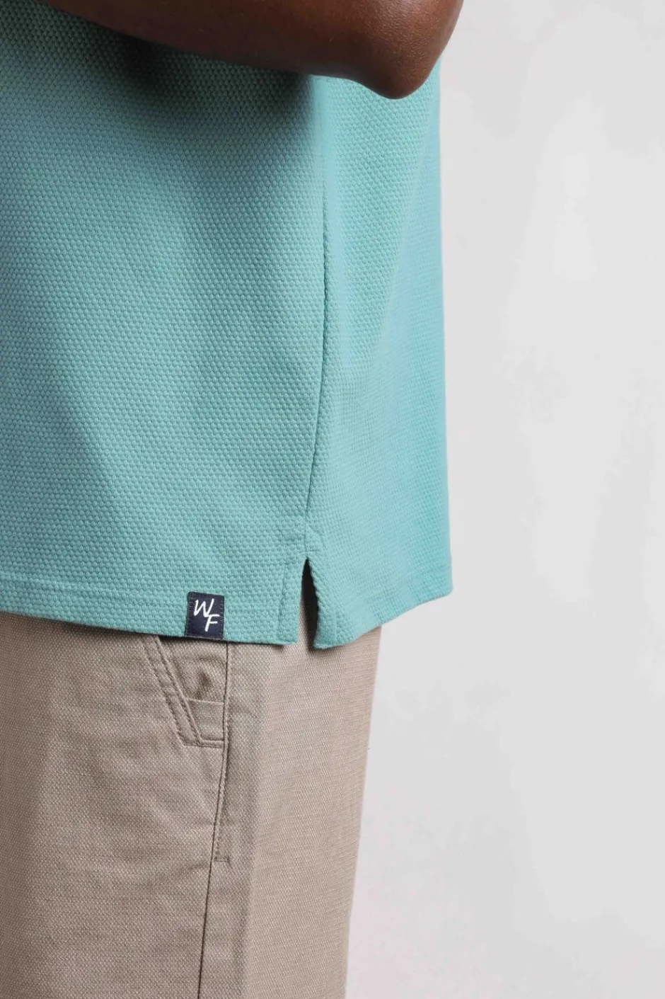 Weird Fish Polo & Rugby Shirts|Powell Organic Cotton Textured Jersey Polo Shirt Mineral Blue