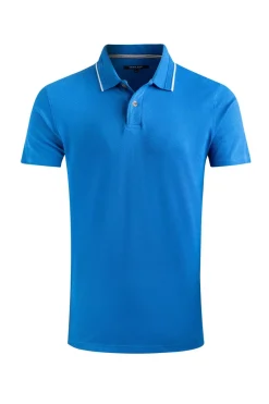 Weird Fish Polo & Rugby Shirts|Powell Organic Cotton Textured Jersey Polo Shirt Blue Sapphire