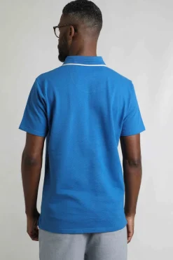 Weird Fish Polo & Rugby Shirts|Powell Organic Cotton Textured Jersey Polo Shirt Blue Sapphire