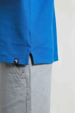 Weird Fish Polo & Rugby Shirts|Powell Organic Cotton Textured Jersey Polo Shirt Blue Sapphire