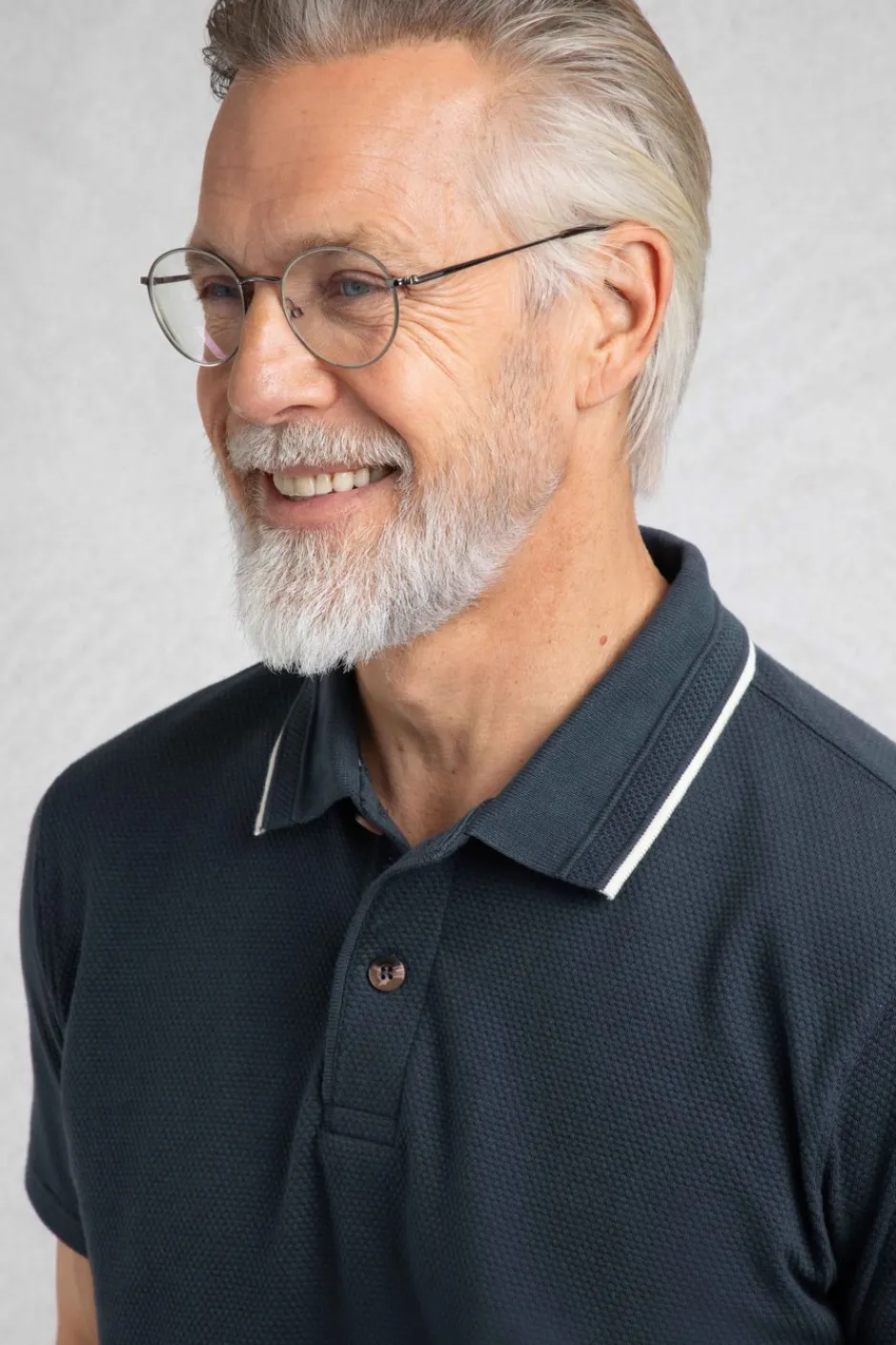 Weird Fish Polo & Rugby Shirts|Powell Organic Cotton Textured Jersey Polo Shirt Navy