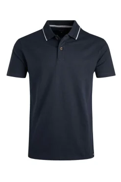 Weird Fish Polo & Rugby Shirts|Powell Organic Cotton Textured Jersey Polo Shirt Navy