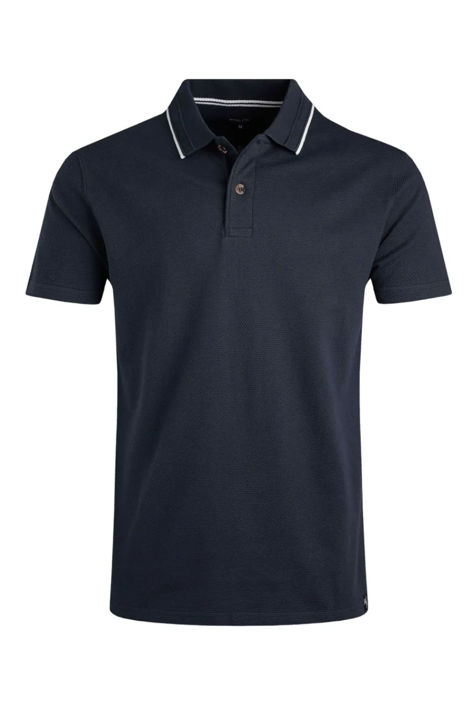Weird Fish Polo & Rugby Shirts|Powell Organic Cotton Textured Jersey Polo Shirt Navy