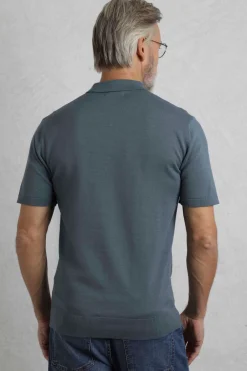 Weird Fish Polo & Rugby Shirts|Quentin Short Sleeve Knitted Polo Blue Mirage