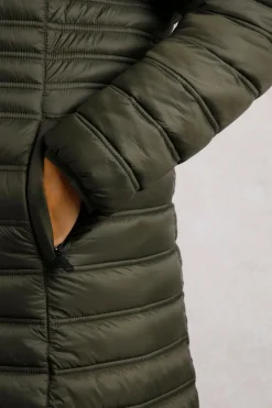 Weird Fish Coats, Jackets And Gilets|Ravinia Lightweight Padded Long-Line Jacket Fir Green