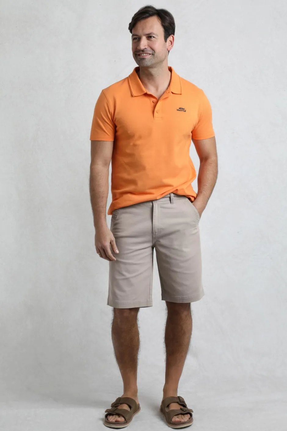 Weird Fish Shorts|Rayburn Organic Cotton Flat Front Shorts Flint Stone