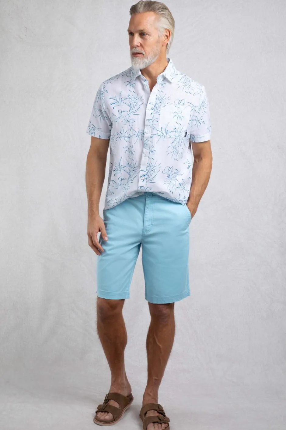 Weird Fish Shorts|Rayburn Organic Cotton Flat Front Shorts Powder Blue