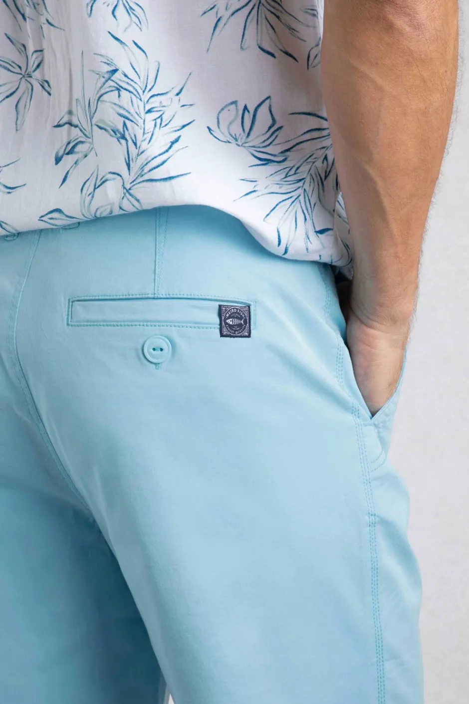 Weird Fish Shorts|Rayburn Organic Cotton Flat Front Shorts Powder Blue