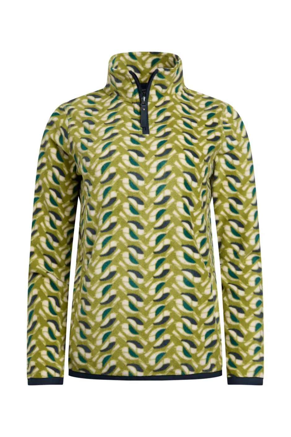 Weird Fish Fleece|Reena 1/4 Zip Printed Microfleece Warm Olive