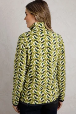 Weird Fish Fleece|Reena 1/4 Zip Printed Microfleece Warm Olive