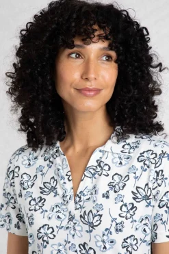 Weird Fish Tunics|Tops & T-Shirts|Rehena Organic Cotton Printed Jersey Polo Shirt Off White