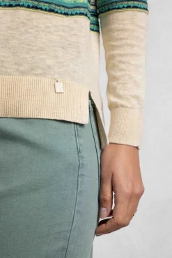 Weird Fish Jumpers & Cardigans|Knitwear|Reka Lightweight Striped Crew Neck Jumper Light Cream