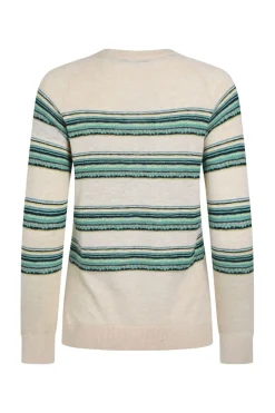 Weird Fish Jumpers & Cardigans|Knitwear|Reka Lightweight Striped Crew Neck Jumper Light Cream
