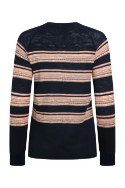 Weird Fish Jumpers & Cardigans|Knitwear|Reka Lightweight Striped Crew Neck Jumper Navy