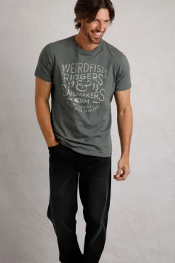 Weird Fish T-Shirts|Riggers Organic Cotton Reverse Print Graphic T-Shirt Storm Grey