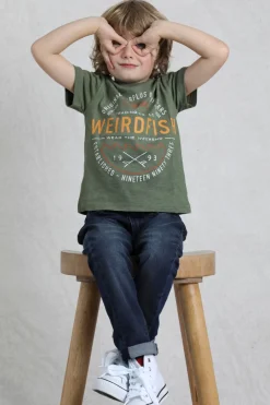 Weird Fish Kids Tops & T-Shirts|Ripple Kids Eco Graphic T-Shirt Army Green