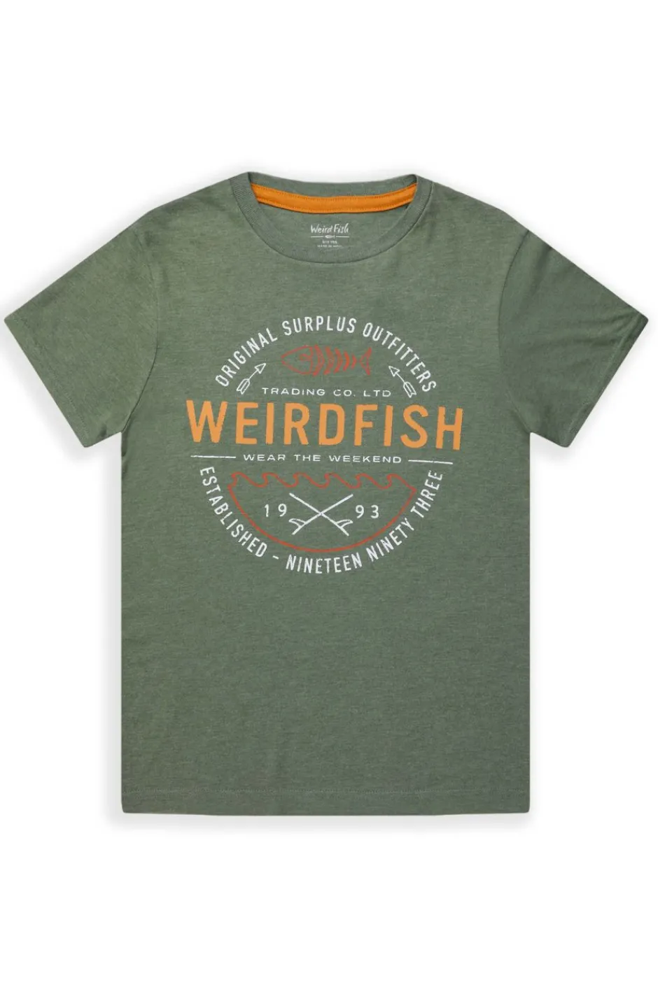 Weird Fish Kids Tops & T-Shirts|Ripple Kids Eco Graphic T-Shirt Army Green
