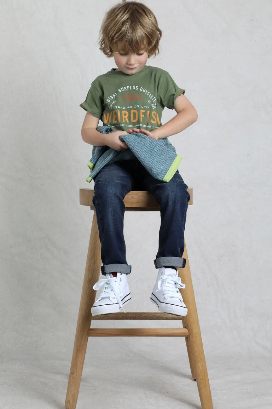Weird Fish Kids Tops & T-Shirts|Ripple Kids Eco Graphic T-Shirt Army Green