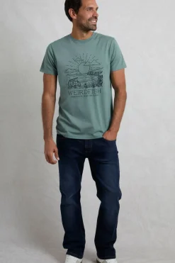 Weird Fish T-Shirts|Roamer Front Print Graphic T-Shirt Mineral Blue