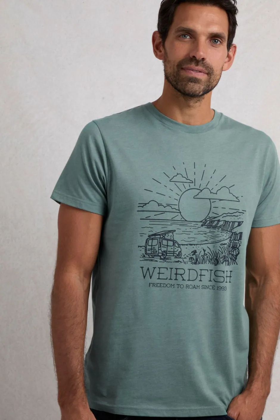 Weird Fish T-Shirts|Roamer Front Print Graphic T-Shirt Mineral Blue