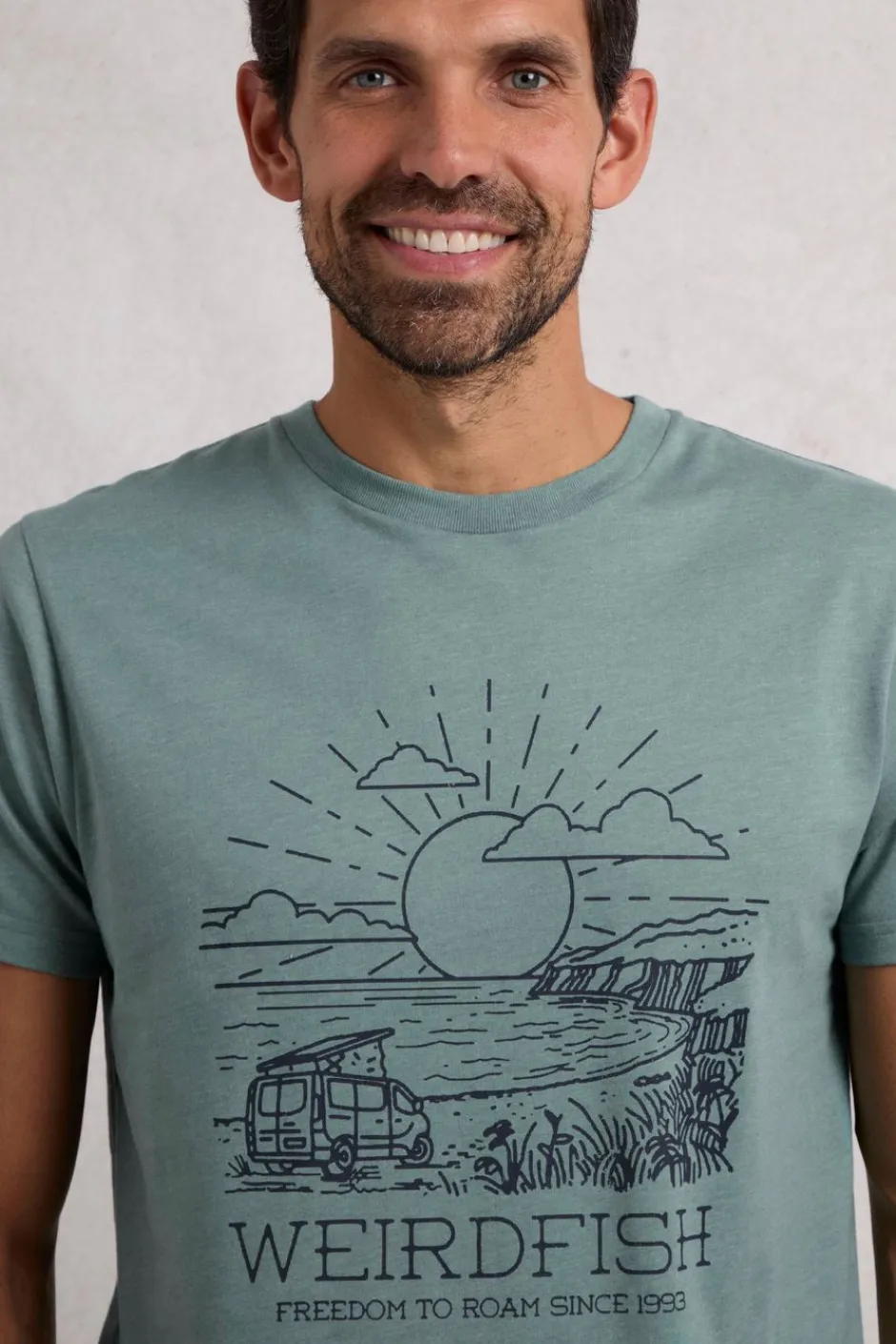 Weird Fish T-Shirts|Roamer Front Print Graphic T-Shirt Mineral Blue