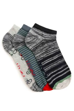 Weird Fish Socks & Underwear|Socks & Underwear|Rolph Trainer Socks 3 Pack Grey Marl