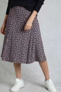 Weird Fish Skirts|Romaro Printed Jersey Midi Skirt Tea Rose
