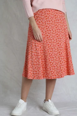 Weird Fish Skirts|Romaro Printed Jersey Midi Skirt Crimson