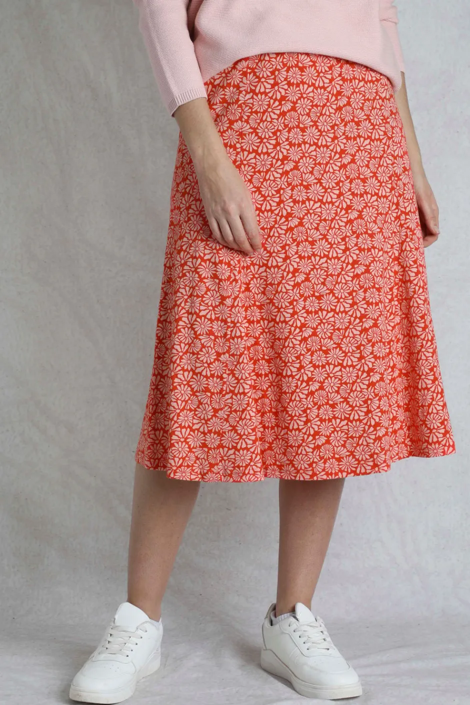 Weird Fish Skirts|Romaro Printed Jersey Midi Skirt Crimson