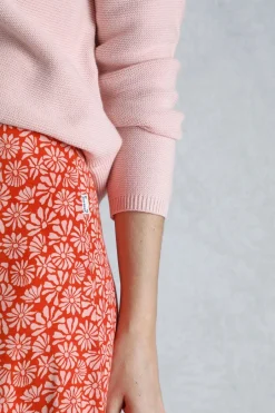 Weird Fish Skirts|Romaro Printed Jersey Midi Skirt Crimson