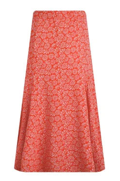 Weird Fish Skirts|Romaro Printed Jersey Midi Skirt Crimson