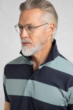 Weird Fish Polo & Rugby Shirts|Ronald Organic Cotton Striped Polo Shirt Dusty Teal