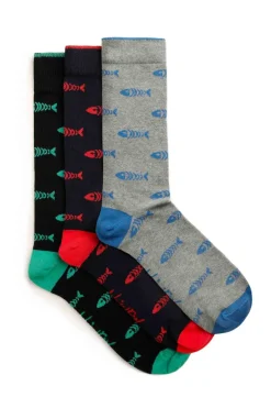 Weird Fish Caps & Scarves|Scarves & Caps|Ronan Branded Bones Sock 3 Pack Multi