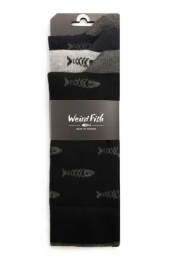 Weird Fish Socks & Underwear|Socks & Underwear|Ronan Branded Bones Socks 3 Pack Grey